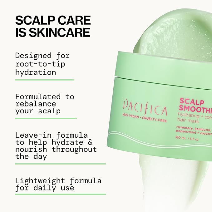 Pacifica Scalp Smoothie Hydrating Scalp Treatment & Leave-On Hair Mask, Cooling Relief for Dry, Flaky, Itchy Scalp & Thinning Hair, Vegan & Cruelty-Free, 6 fl oz