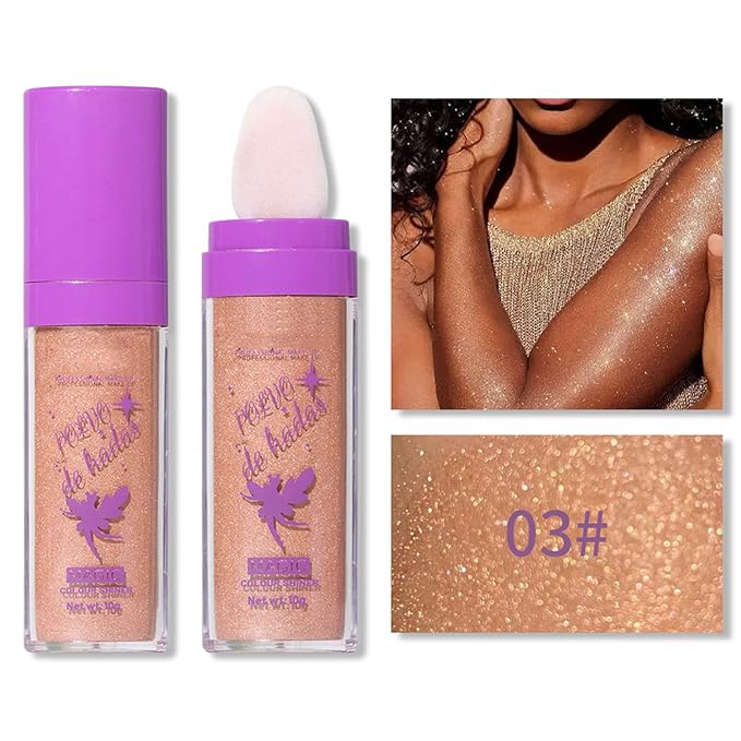 2pcs/set Polvo De Hadas Highlighters, Glitter Brightens Face (Golden Brown)
