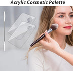 3 Pcs Acrylic Makeup Palette with 3Pcs Makeup Spatula, Makeup Palette Tray Apply for Foundation Eye Shadow Lipsticks Nail Art Professional Pigment Blending