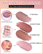 Multi Glow Balm, Miracle Glow Balm Tinted Face Creamy Blush for Women Cheeks Lip Eye, Hydrating Lightweight & Blendable Color, Shimmer Blusher Facial Makeup,Mother's Day Gift for Women Girl-02 Rose