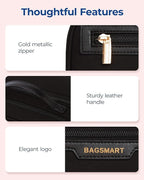 BAGSMART Toiletry Bag for Women, Travel Makeup Bag Organizer, Wide-open Make Up Bag Cosmetic Bags for Women for Travel Essentials Toiletries Accessories Bottles, Brushes, Black