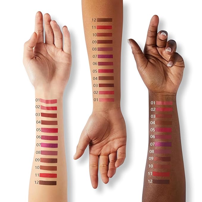 Lip Liner Set, 12Pcs Pure Natural Oak Brown Pink Red Series Lip Liners, Smooth and High Pigmented Lip Makeup Pencil