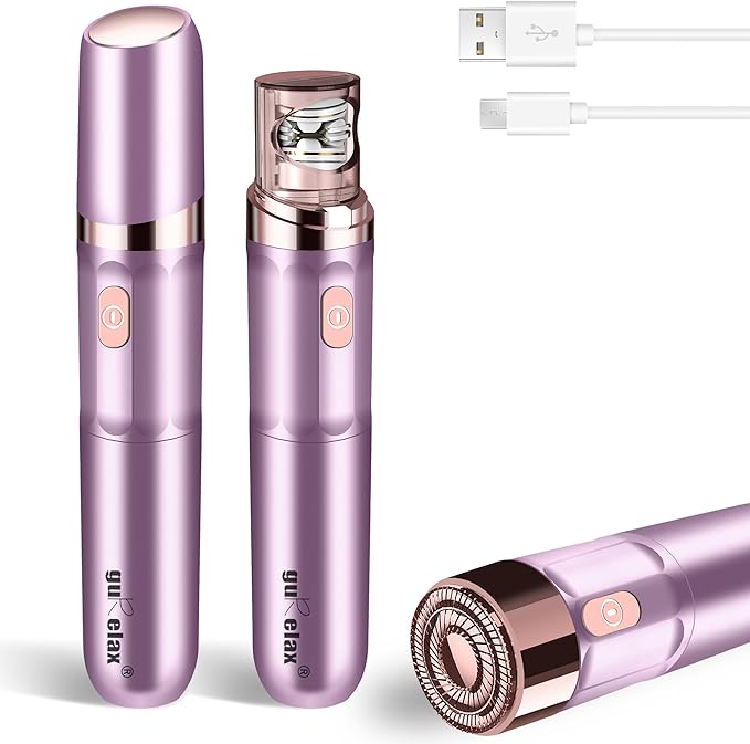 Gurelax Hair Removal Epilator for Women, Rechargeable Facial Epilator Hair Remover, 2-in-1 Electric Epilator & Shaver, 18 Carat Gold Plated Head, All Ages and Skin Types