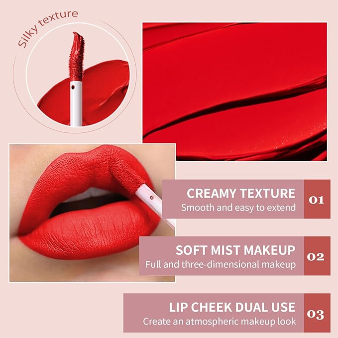 Lip Gloss, Lip Stain Finish Long Lasting Water Resistant, Lipgloss Perfect for Daily Wear & All Ages, Lipstick Vegan Ultra Smooth Formula, Matte Lip Gloss #wine red