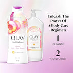 Olay Body Wash for Women, Fresh Radiance, Refreshing & Renewing, Made with Plant Based Cleansers, B3 Botanical Complex, For All Skin Types, Peach & Cherry Blossom Scent, 22 fl oz (Pack of 4)