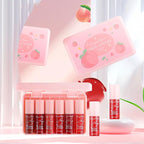 6 Colors Lip Tint Stain Set, Korean Lip Tint, Multi-use Lip and Cheek Tint Watery Lip Stain Long Lasting Waterproof, Lightweight, Non-sticky, High Pigment (Peach)