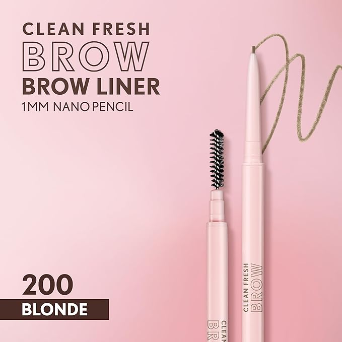 Covergirl Clean Fresh Brow Nano, 200 Blonde, Eyebrow Pencil, Ultra-Precise Tip, Waterproof, Transfer-Resistant, Built-In Spoolie, Vegan Formula, 0.001oz