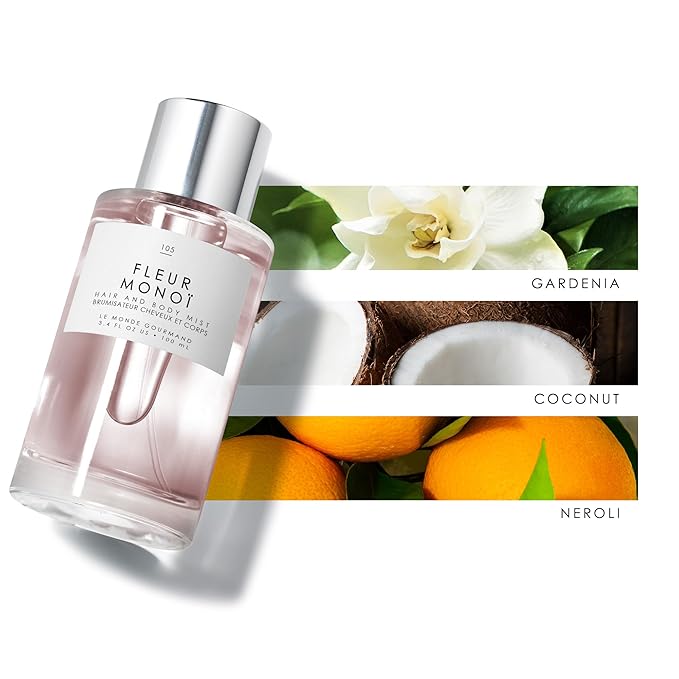 Le Monde Gourmand Fleur Monoi Hair & Body Mist - 3.4oz (100ml) - Floral, Coconut Fragrance Notes