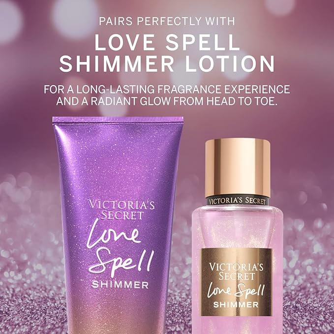 Victoria's Secret Love Spell Shimmer Mist, Body Spray for Women, Notes of Cherry Blossom and Fresh Peach Fragrance (8.4 oz)