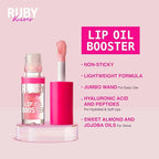 Ruby Kisses Lip Oil Booster, Hydrating Lip Gloss with Nourishing Natural Oil Blend, Jumbo Wand for Easy Application, Non-Sticky Formula (Soft Pink)