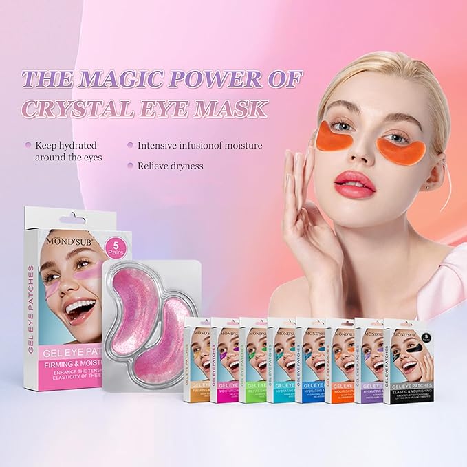 Premium Under Eye Patches, Gel Eye Patches Hydrating & Refresh for Puffy Eyes, Under Eye Bags & Dark Circles, Natural Collagen Eye Gels Pads, Crystal Anti-Aging Eye Mask (Light blue)