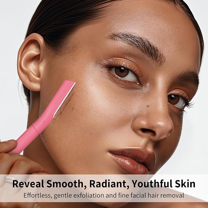 Face Razors for Women, Dermaplane Razor for Women Face, Eyebrow Razor, Facial Razors, Dermaplaning Tool, Gentle Skin Exfoliation Microblades for Sensitive Skin, Peach Fuzz Remover, 10 Count (Blush)