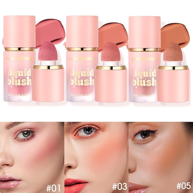 Jolilab Liquid Blush - High Pigment, Long - Lasting, Buildable Color for a Natural Glow（#1+2+3）