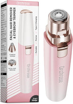Rechargeable Facial Hair Remover for Women: 2-in-1 Device for Shaping Eyebrows and Removing Face Peach Fuzz (Gradient Pink)