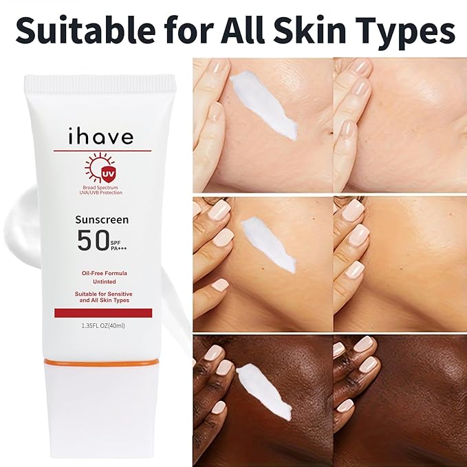 iHave Sunscreen for Face, SPF 50 Face Sunscreen Lotion with Broad Spectrum UVA UVB Protection, Oil-Free Fast-Absorbing Sunblock for All Skin Type, Travel Facial Sun Screen Protector, Sun Skin Care