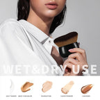 Extra-Large 75mm Body Makeup Brush Vegan Synthetic Bristles for Streak-Free Self Tanner, Bronzer & Foundation, Wet/Dry Use, Oval Face & Back Application–Pink Rose Gold