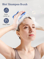 HEETA Scalp Massager Shampoo Brush with Silicone Bristles for Dandruff Removal Scalp Care & Hair Growth, Scalp Scrubber for All Hair Types, Head Massager Stress Relax, Upgraded Large Design,Blue