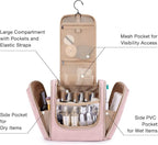 BAGSMART Extra Large Toiletry Bag Hanging Toiletry Bag for Travel, Water-resistant Cosmetic Makeup Large Capacity Bag Organizer for Full Sized Toiletries, Pink