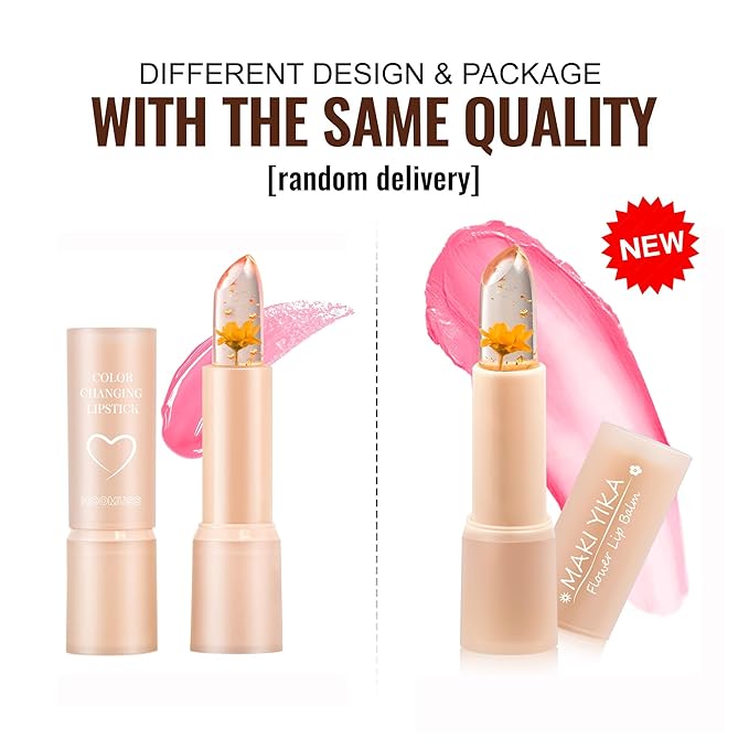 Flower Lip Balm - Color Changing Lipstick Jelly Lip Stain for Perfect Pink Shade, Unique pH Lip Balm for Your Lips, Clean & Vegan Flower Balm (Yellow Flower)