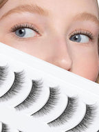 Natural Lashes 7MM Extra Short Eyelashes Natural Cat Eye Lashes 10 Pair False Eyelashes Wispy Eye Lashes Pack C Curl Strip Lashes 3D Volume Short Lashes Siligli Eyelashes