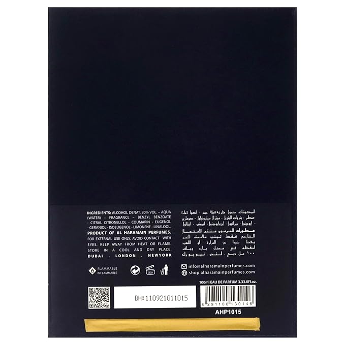 Al Haramain Amber Oud Blue Edition Eau De Parfum Spray 100ml (3.4 oz) - Unisex Arabian Perfume for Women & Men, Long-Lasting Arabic Fragrance, Premium EDP Cologne Spray