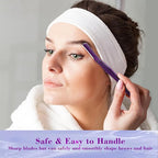 Dermaplane Razor for Women Face with 6 Refill Blades, Dermaplaning Tool Face Razors for Removes Facial Hair, Peach Fuzz, Reusable Metal Handle Eyebrow Razor (Purple)