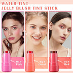 3PCS Milk Cooling Water Jelly Tint Stick Water Tint Milk Jelly Blush Tint Stick Lip and Cheek Stain Multi-Use Jelly Lip Tint Stain Non-sticky Makeup Stick(Pink+Coral+Red)
