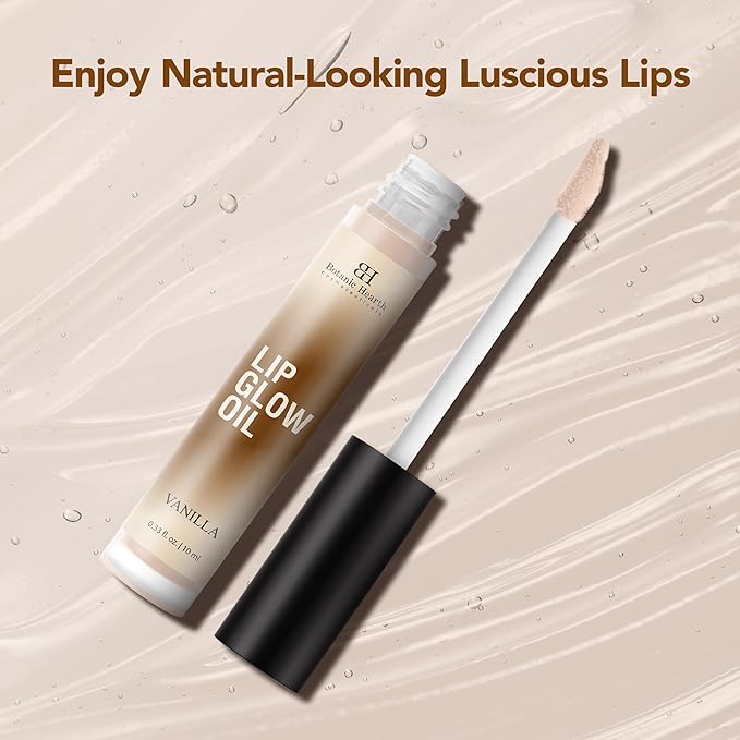Botanic Hearth Lip Glow Oil with Vanilla flavor | Moisturizing & Hydrating Lip Gloss Oil for Dry Lips | Transparent Gloss | Lightweight & Non Greasy | 0.3fl oz