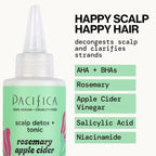Pacifica Scalp Detox Set – Rosemary Apple Cider Vinegar Scalp Exfoliating Tonic with Scalp Massager Brush, Deep Cleansing & Clarifying Treatment for Buildup, Dry Flaky Scalp, Vegan