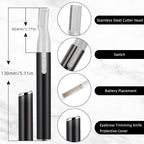 Chumia 2 Pcs Electric Eyebrow Trimmer Women Precision Face Razors Mini Shaver with Comb Christmas Women Gift Battery Operated Personal Epilator for Face Neck Fuzz Lips Leg(Black)
