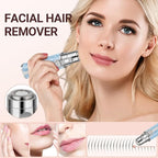 Facial Hair Remover for Face Lip, Electric 2 in 1 Face Shaver and Eyebrow Trimmer, Rechargeable Blue Nose Hair Trimmer for Women with Built-in LED Light