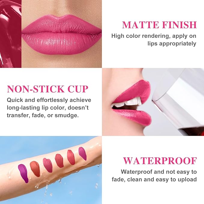 Lip Stain - Lip Stain Peel Off Long-Lasting with Matte Finish Waterproof & Transfer-Proof, Lip Liner Moisturizing & Nourishing Non-Stick Cup Highly Pigmented Color Lip Tint (06 Mauve)