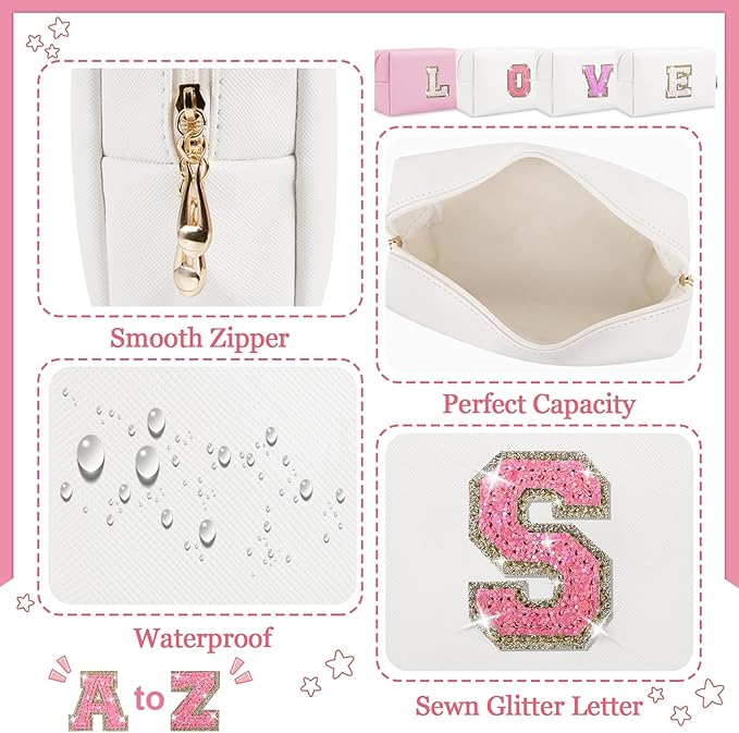 Personalized initial letter makeup bag,