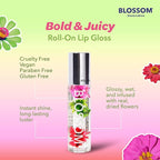Blossom Roll on Lip Gloss, Scented Clear High Shine Moisturizing Lip Oil, Non Sticky, Infused with Real Flowers, Made in USA, 0.2oz, Watermelon