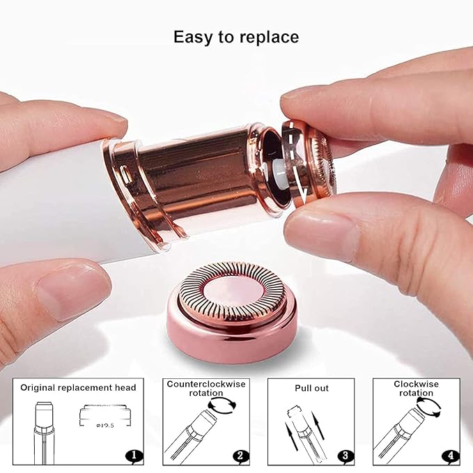 Facial Hair Remover for Women Replacement Heads for Generation （2PC）- as Seen on TV Painless Face Shaver -Mini Hair Remover, Electric Razor Shaver Portable
