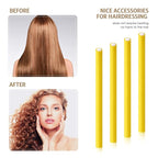Syhood 30 Pcs 7'' Flexible Curling Rods Twist Foam Hair Rollers Soft Foam No Heat Hair Rods Rollers and 1 Steel Pintail Comb Rat Tail Comb for Women Long Short Hair(Yellow,7 x 0.3 Inch)
