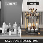 360° Rotating Makeup Organizer, Large-Capacity Skincare Make Up Storage 2 Tier Perfume Organizers Cosmetic Dresser Organizer with Makeup Brush Holder, Fits Bedroom, Bathroom, Vanity Shelf Countertop