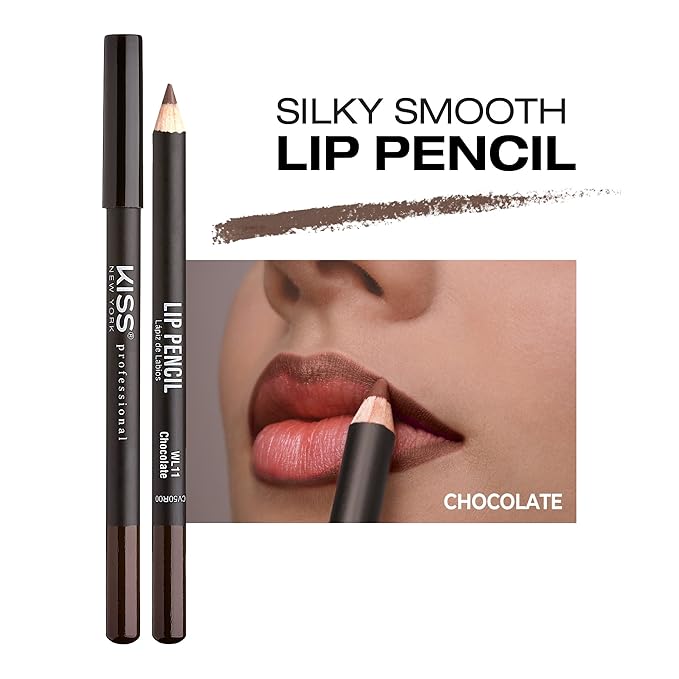 Professional Slim Lip Pencil, Creamy Soft Lip Liner, Smooth Long-Lasting Rich Lip Color, Natural Lip Makeup, Water-Resistant Lip Crayon (Chocolate)