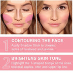 6 Colors Cream Contour Stick Makeup Kit, Shades with Highlighter, Blush and Double-End Bronzer Contour Stick for Sculpt the Cheeks, Long Lasting, Waterproof, Matte & Dewy Finish(SET A)