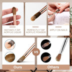 Acrylic Nail Brush Size 10,KEMEISI 100% Pure Kolinsky Nail Art Brushes Sturdy Handle Oval Shaped Acrylic Powder Nail Design Tools for Professional Manicure DIY Home Salon (Gold)