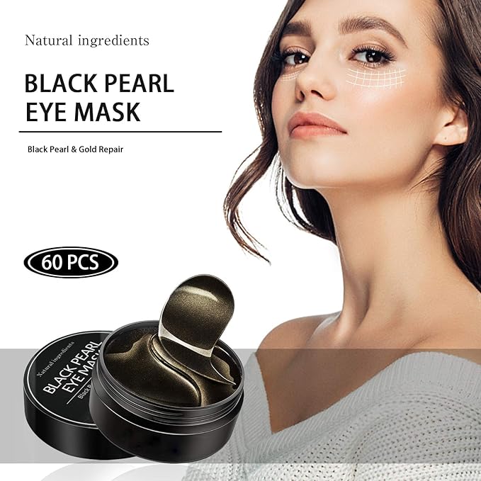 Under Eye Patches for Puffy Eyes: 60PCS Collagen Eye Gels Pads - Black Pearl Under Eye Mask - Reduce Dark Circles & Bags - Skin Eye Care Products