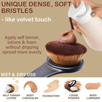 Extra Large Body Makeup Brush For Self Tanner, Sunscreen, Self Tan Back Applicator, Wide-Headed Kabuki Brush for Even& Pretty Lotion Application. Bronzer Blend, Long-Handle Face Leg Brush- Black Set