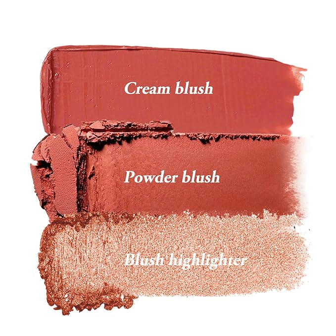 3 Colors Blush Palette, Blush and Highlighter Palette, Glowing Makeup
