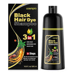 Black Hair Dye Shampoo 3 in 1 for Women/Men for Gray Coverage Instant Hair Color Shampoo Semi Permanent Champu Para Cana