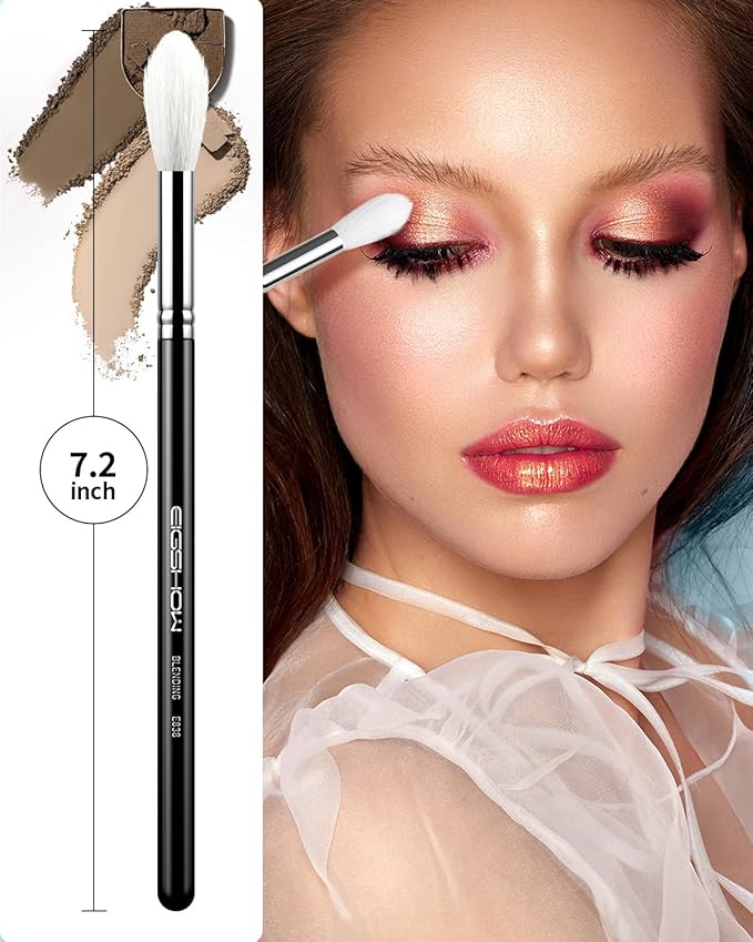 Eyeshadow Brush Fluffy Big Blending Brush Goat Bristles Soft Smugde for Powder Cream Liquid Eyeshadow for Eye Makeup Black (E838)