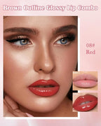 Brown Peel Off Lip Liner Stain & Red Lip