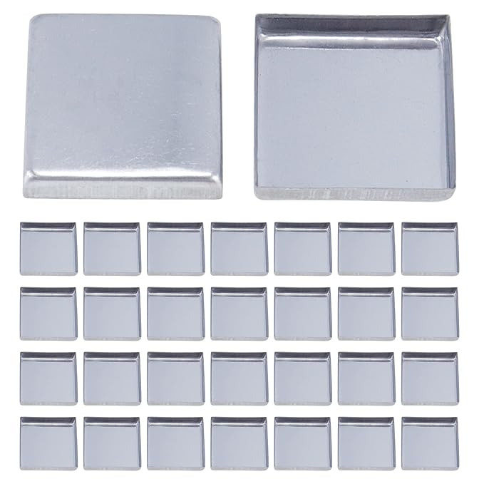 Pack of 30 Empty Square Metal Pans 26mm