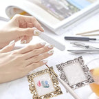 2pcs Resin Nail Art Palette, Nail Art Painting Palette Gold Silver Copper Mixed Color Vintage Photography Props Nail Gel Color Makeup Display Board Nail Art Cosmetic Mixing Tools