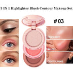 3-in-1 Blendable Trio, Contour and Highlight Blush Makeup