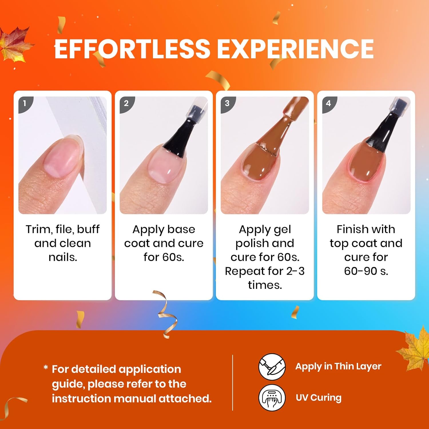 Beetles Gel Nail Polish Set - 20 Colors Warm Mist Fall Gel Nail Kit Burgundy Brown Nude Gold Glitter Gray Shimmer Soak Off Long Lasting with Base & Top Coat Home DIY Salon Nail Art Gift Set for Women